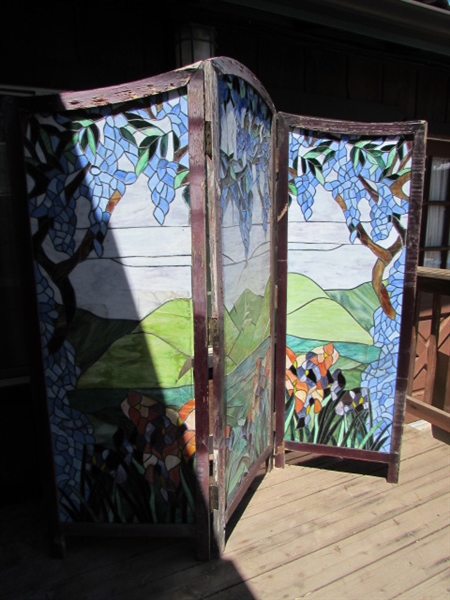 3 PANEL STAINED GLASS DIVIDER