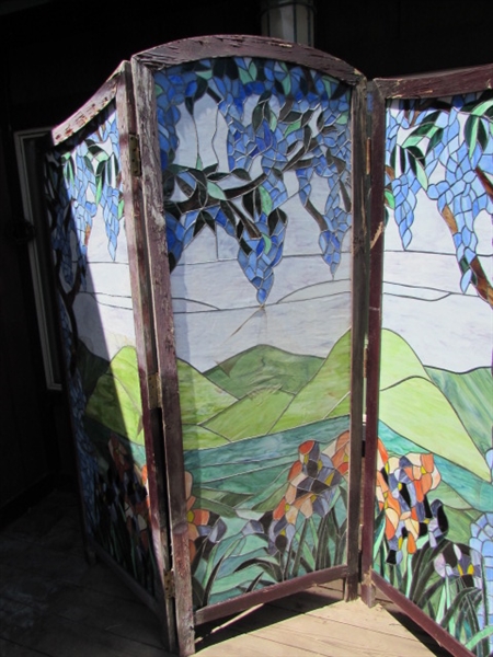 3 PANEL STAINED GLASS DIVIDER