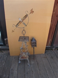 RUSTIC METAL WINDMILL & LIGHT STAKE