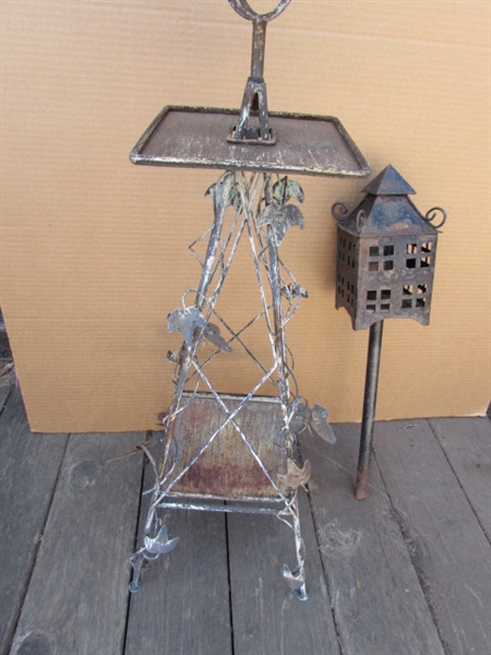 RUSTIC METAL WINDMILL & LIGHT STAKE