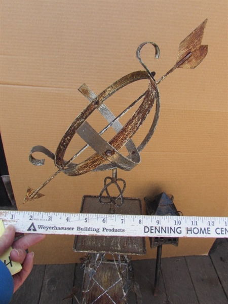 RUSTIC METAL WINDMILL & LIGHT STAKE
