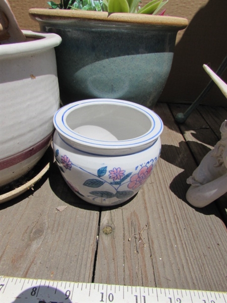 METAL PLANT STAND, POTS & FAIRIES