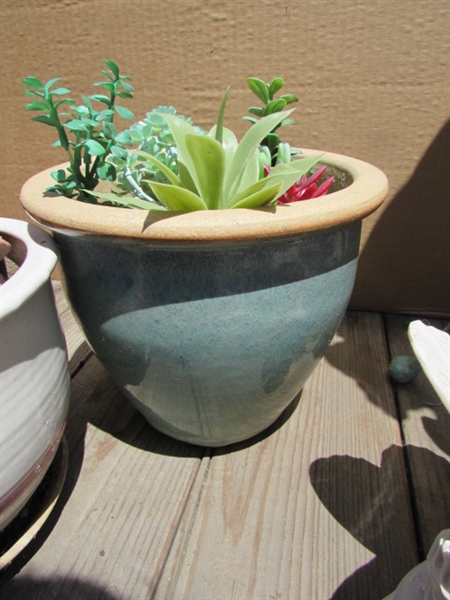 METAL PLANT STAND, POTS & FAIRIES