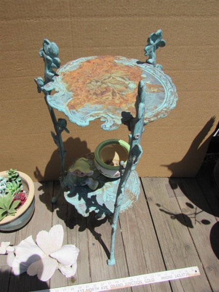 METAL PLANT STAND, POTS & FAIRIES