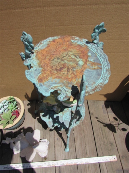 METAL PLANT STAND, POTS & FAIRIES