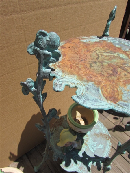 METAL PLANT STAND, POTS & FAIRIES
