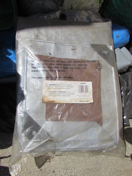 PARTIAL BAGS OF TURF BUILDER, SOIL, GARDEN NETTING,