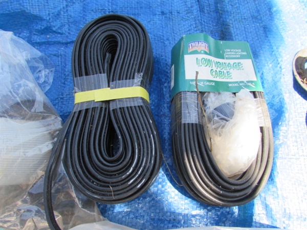 ASSORTED LANDSCAPE LIGHTS & CABLE