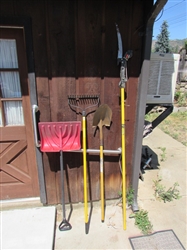 POLE SAW, SNOW SHOVEL, RACK & SHOVEL