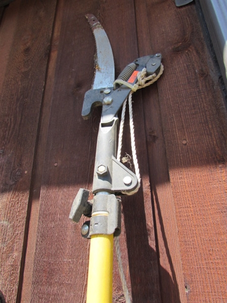 POLE SAW, SNOW SHOVEL, RACK & SHOVEL